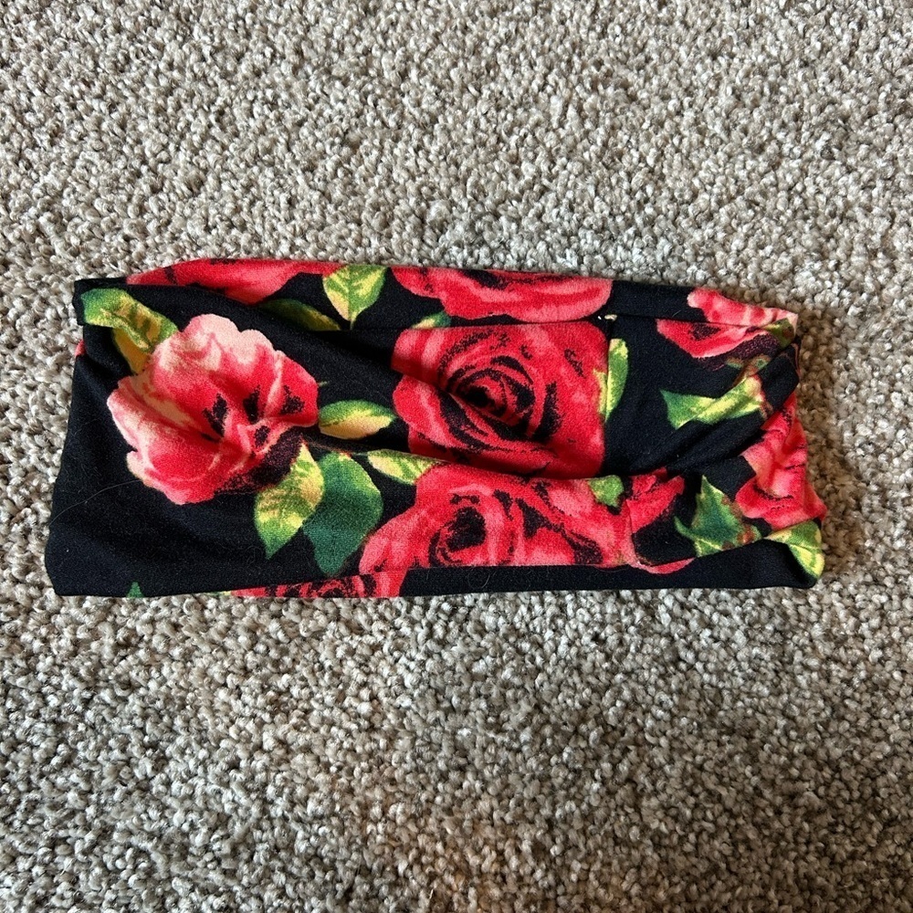 *FREE with purchase* black rose cotton stretchy head band